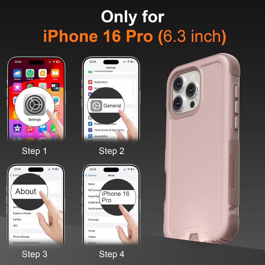 for iPhone 16 Pro Case, Compatible with MagSafe, Heavy Duty Shockproof Protective Phone Case, Anti-Drop Protection