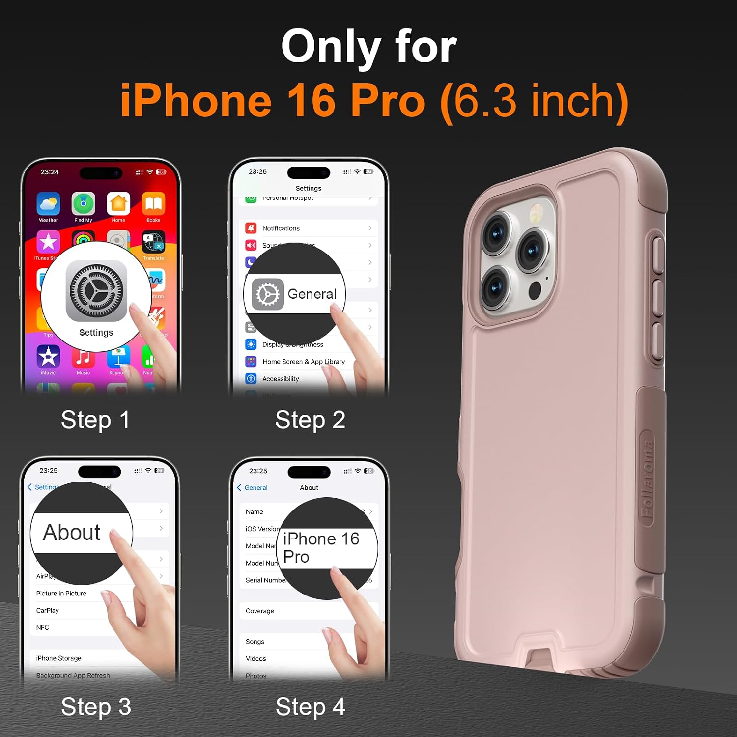 for iPhone 16 Pro Case, Compatible with MagSafe, Heavy Duty Shockproof Protective Phone Case, Anti-Drop Protection