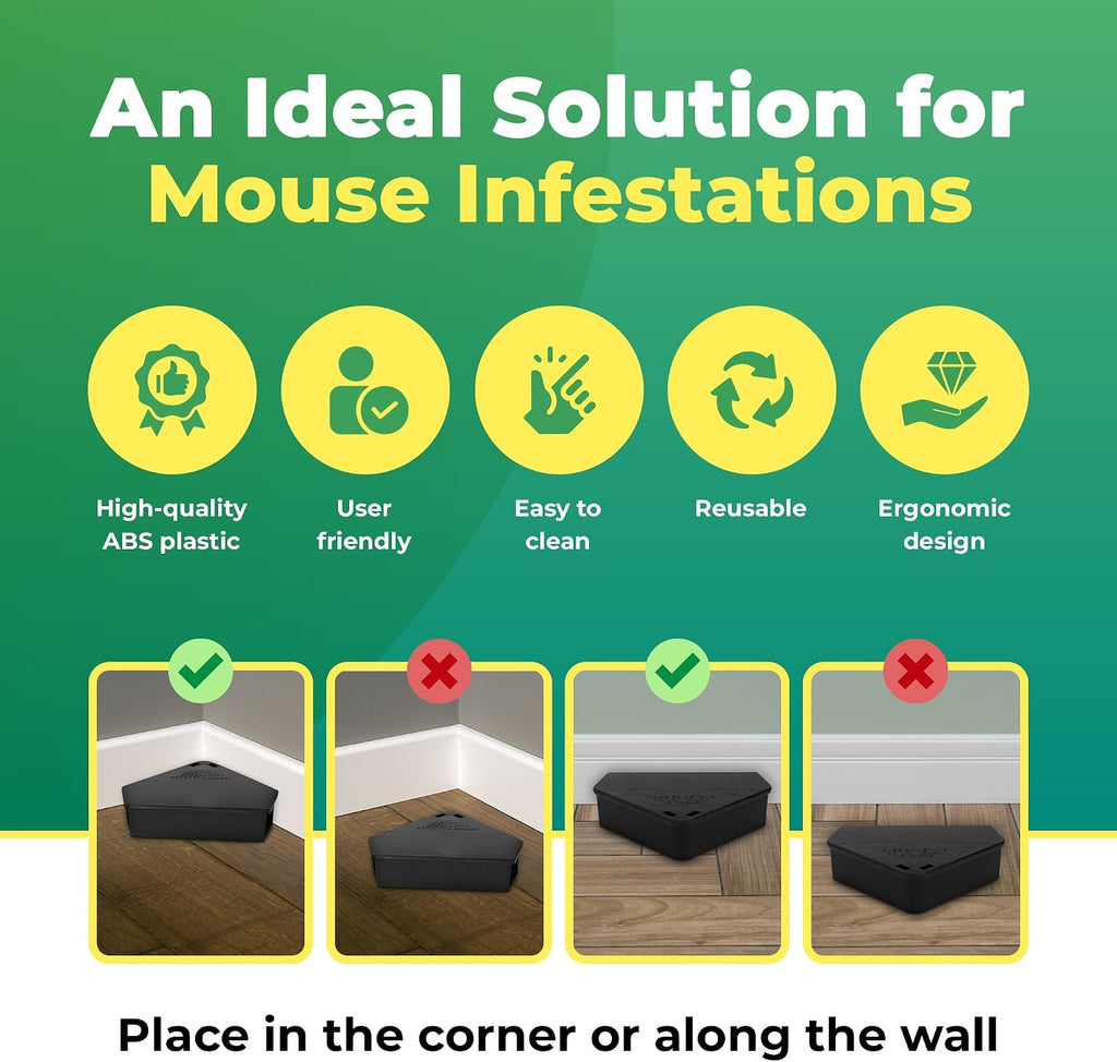 LockBait Pro Mouse Bait Stations | 12 Pack Mouse Bait Box for Outdoor Use | Mice Bait Stations with Keys for Indoor