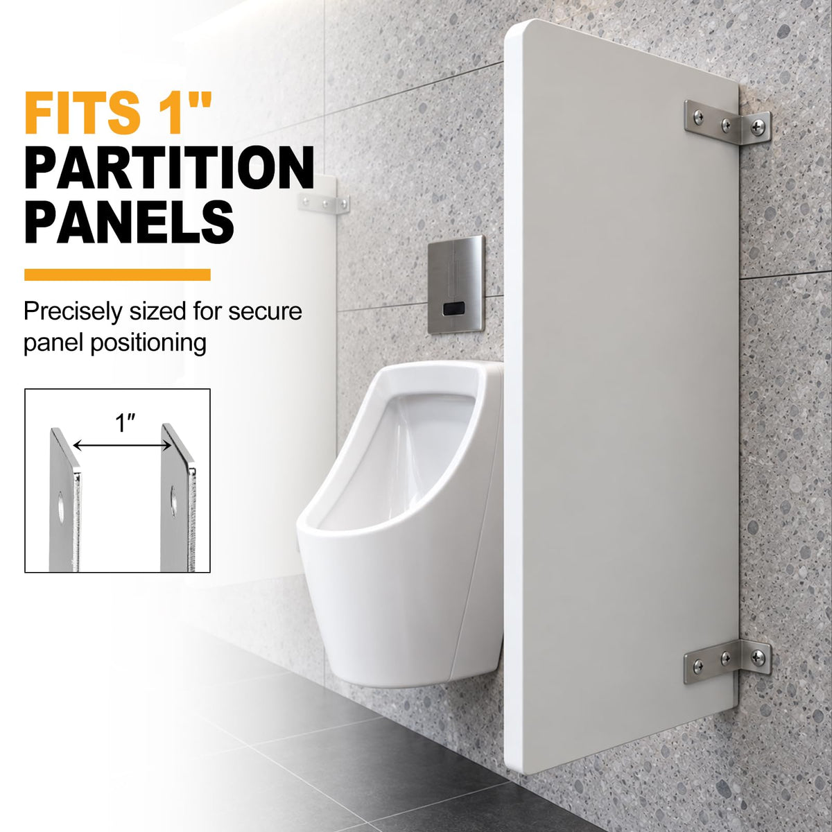 4 Pack Urinal Screen Brackets for 1 Inch Partition Panels