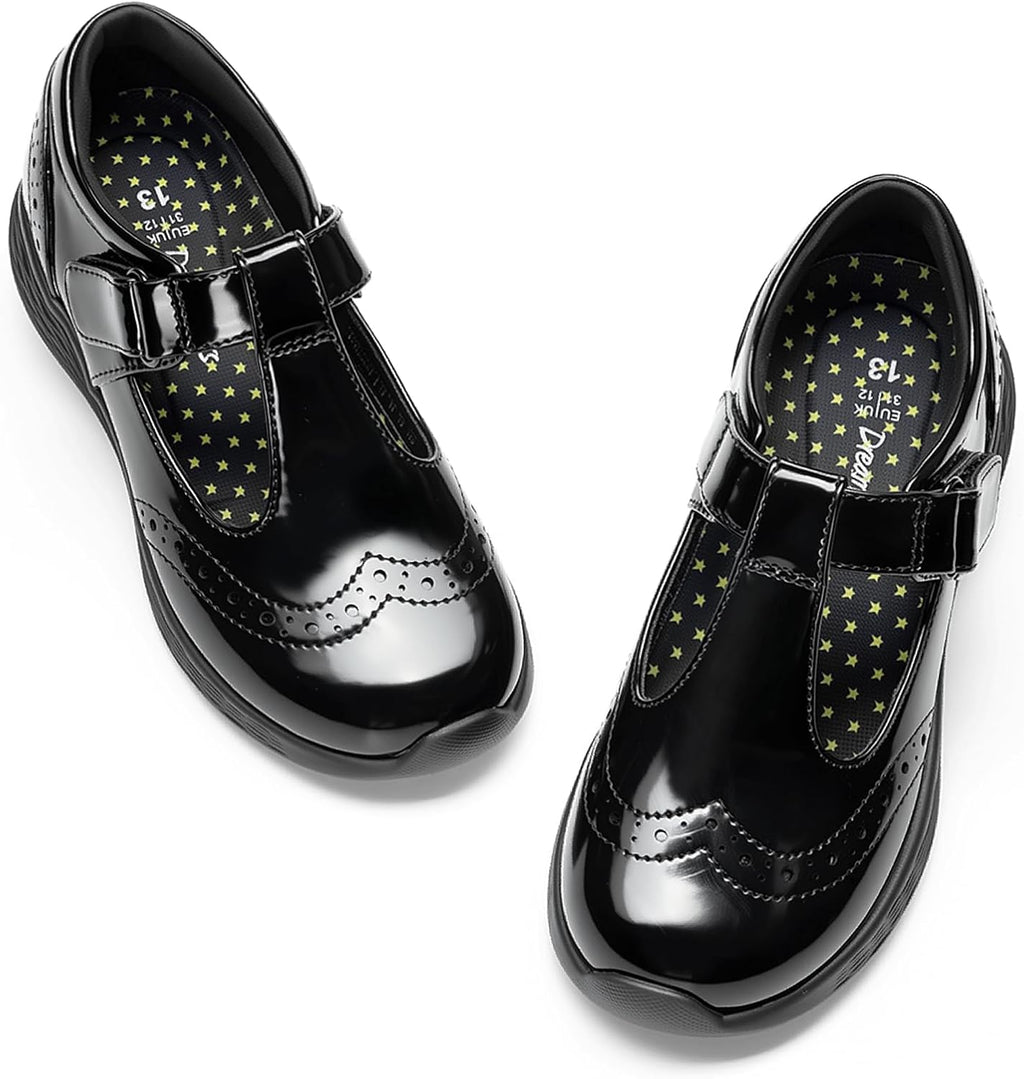 Girls Mary Jane School Uniform Shoes | Lightweight T-Strap dress shoes,breathable lining,arch support oxford flats