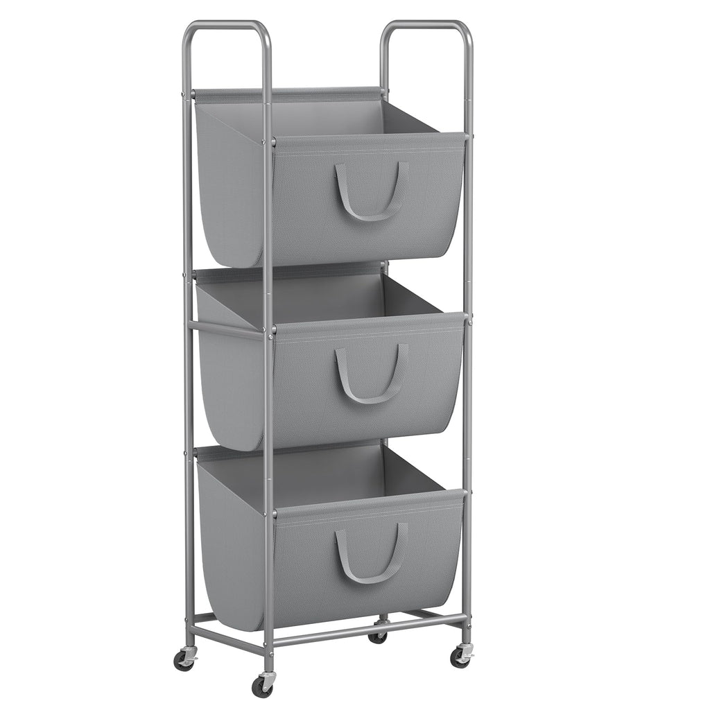3-Tier Vertical Rolling Laundry Hamper with Wheels & Removable Bags