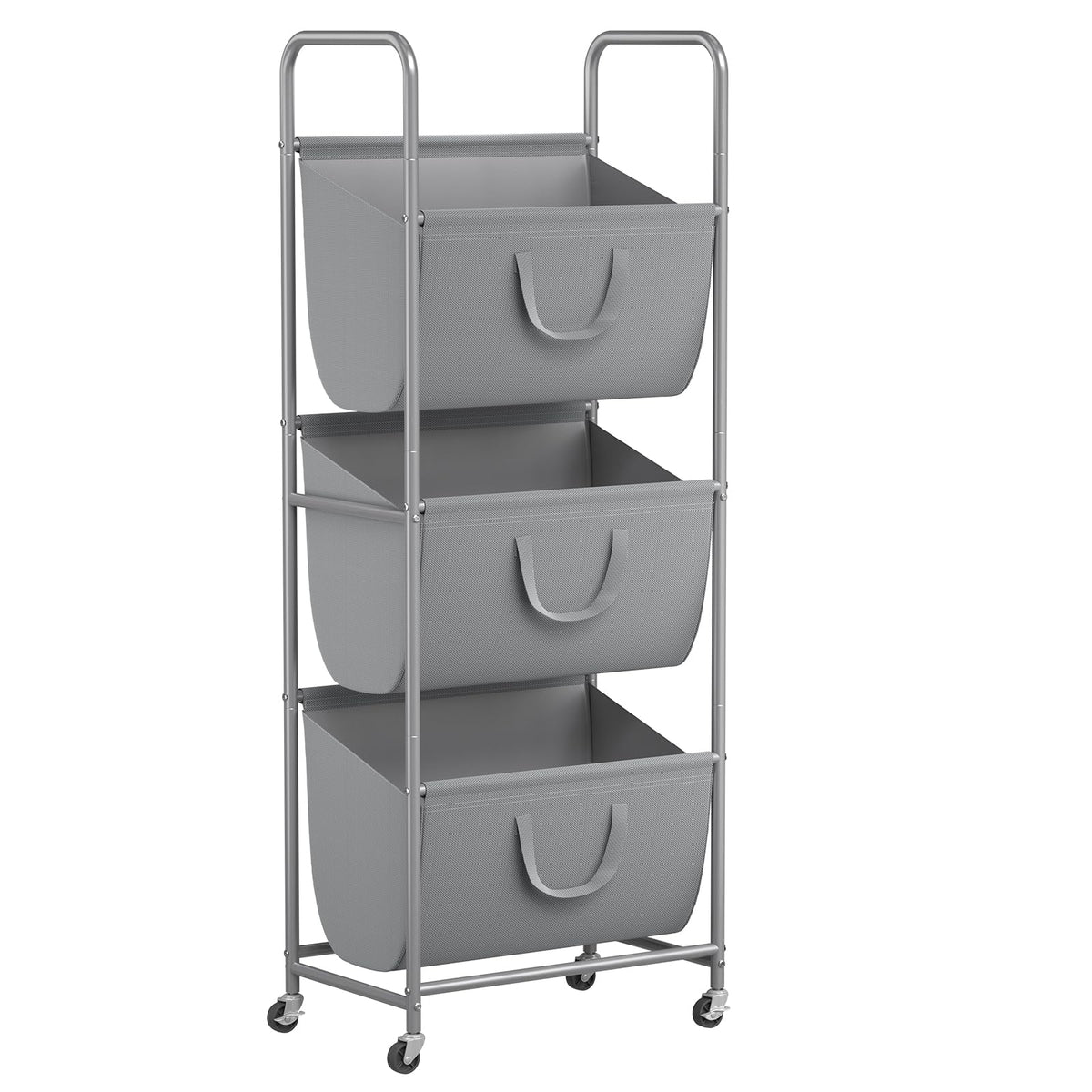 3-Tier Vertical Rolling Laundry Hamper with Wheels & Removable Bags