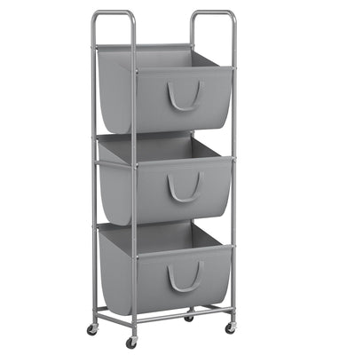 3-Tier Vertical Rolling Laundry Hamper with Wheels & Removable Bags