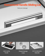 Drop in Ice Chest, Stainless Steel Drop in Cooler, Commercial Ice Bin with Lid for Outdoor Kitchen Patio Bar