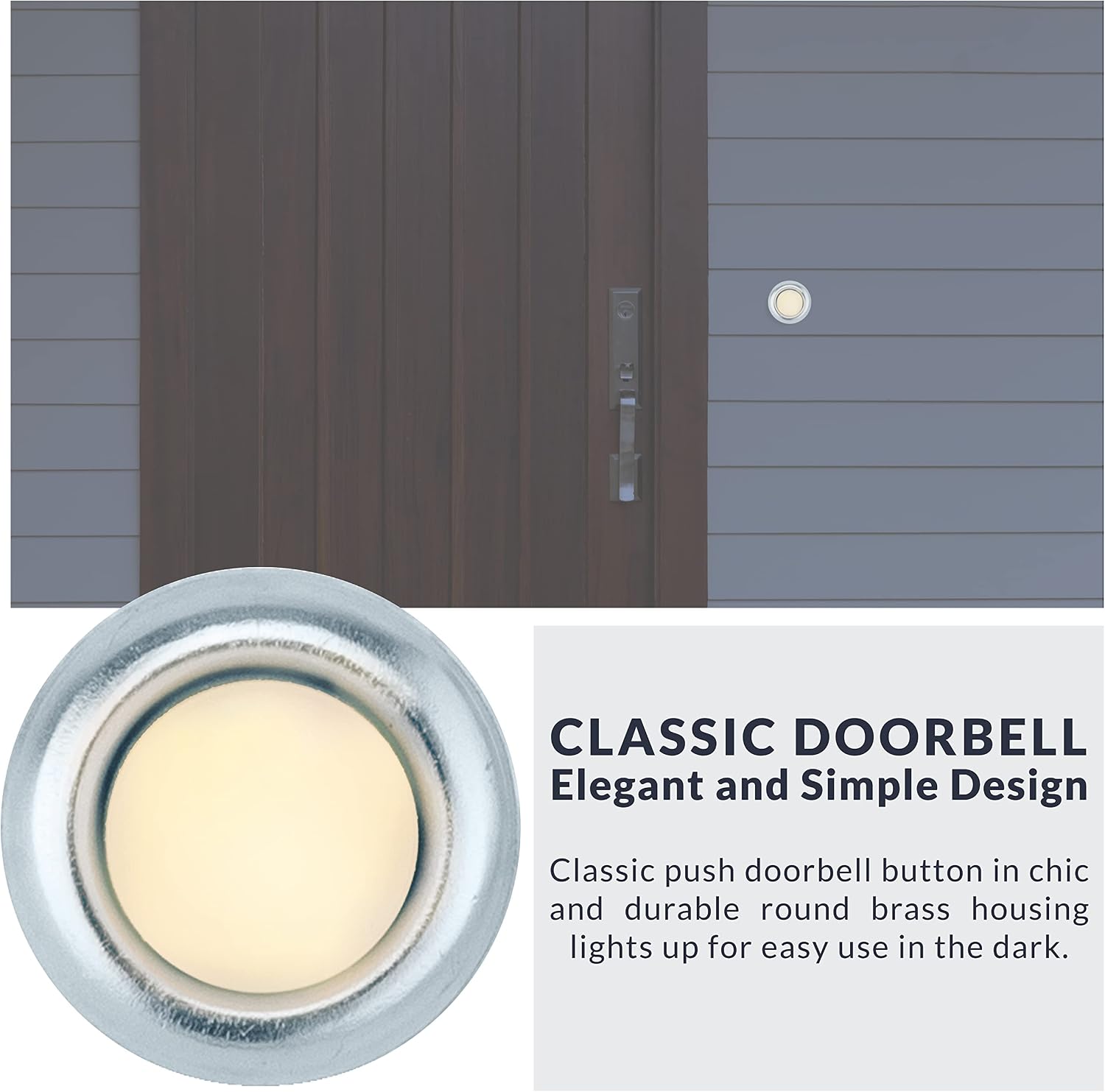 FMBSL Lighted Flush Mount Door Chime Doorbell Button, 1-Pack, Silver