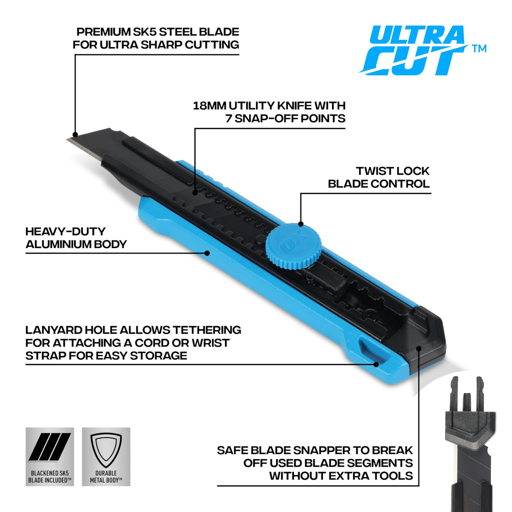 18mm Utility Knife Heavy Duty Snap Off Retractable Blade Cutter