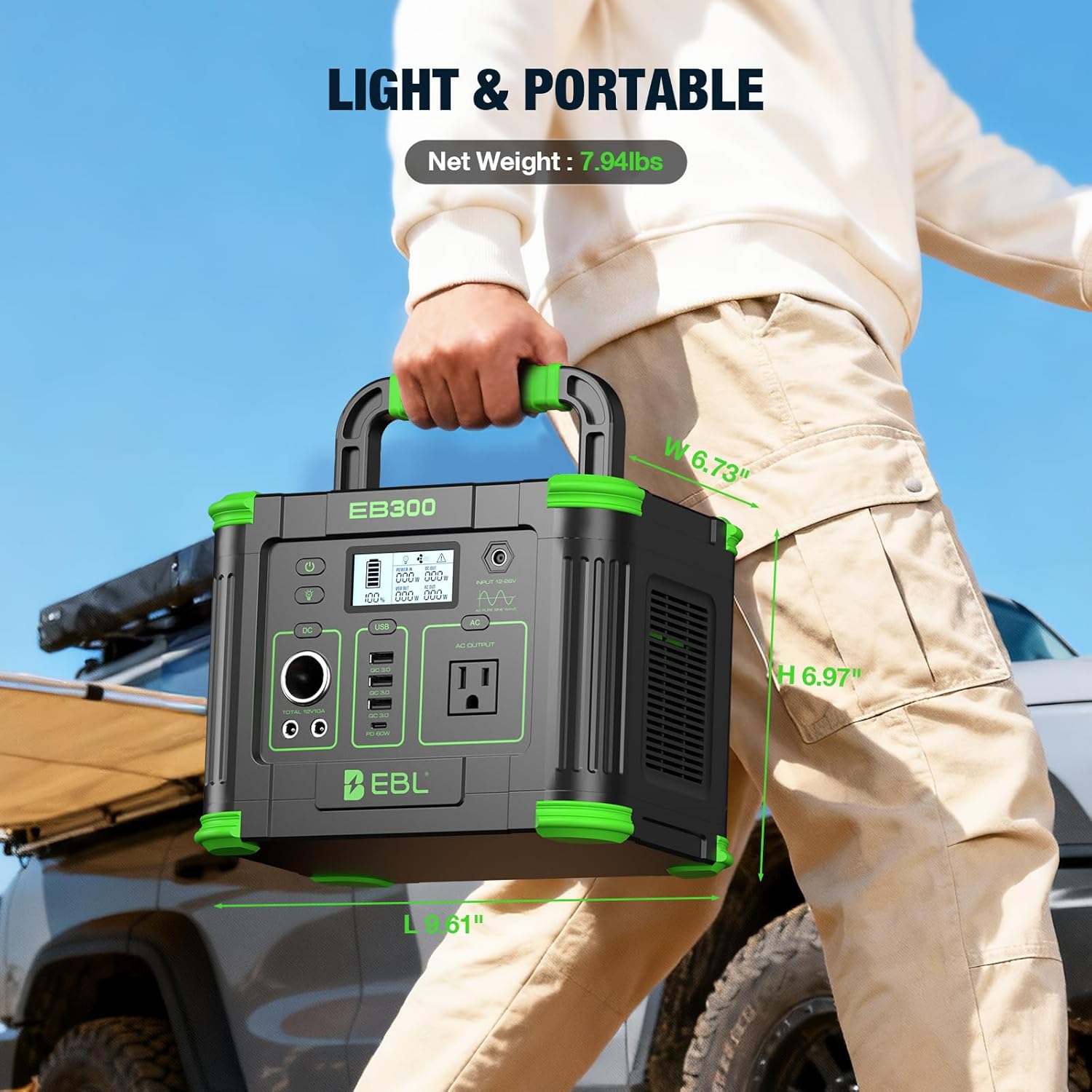 Portable Power Station 288.6Wh 330W Solar Generator Pure Sine Wave AC Output (600W Peak) with 5W Wireless Charger