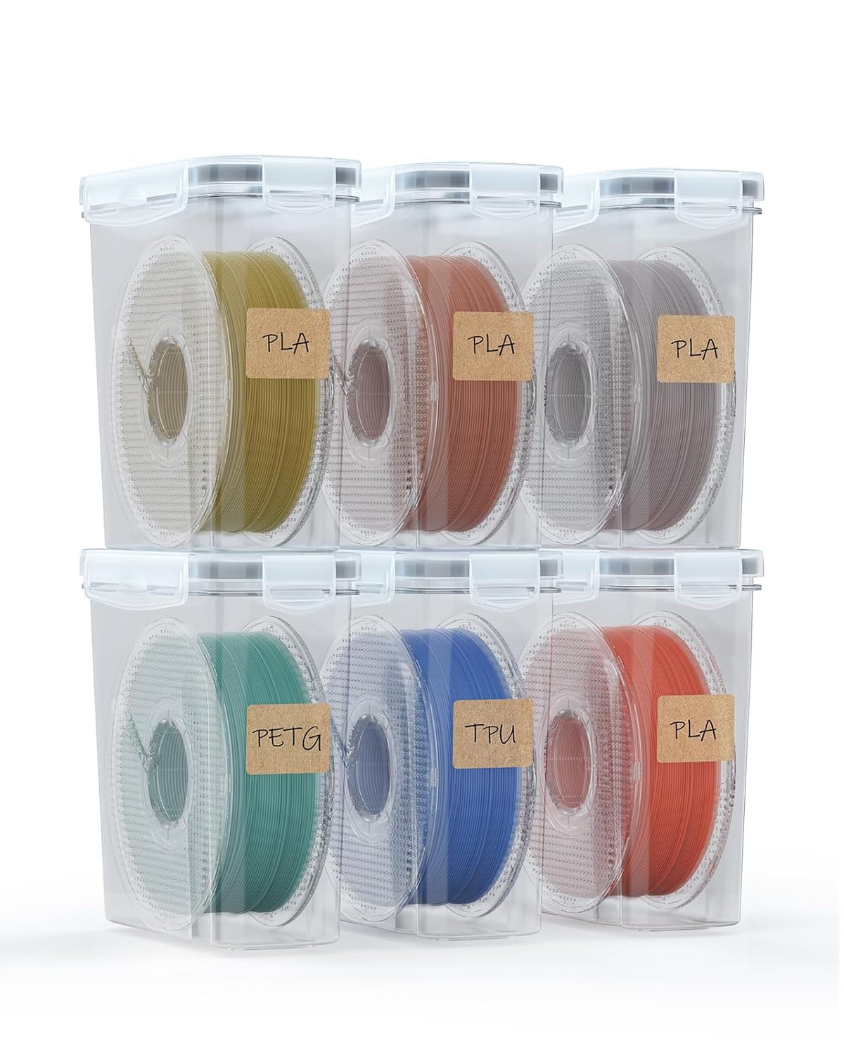 Filament Storage Box - 6 Pack Filament Container for 3D Printing Sealing and Protection - Portable Storage Box with