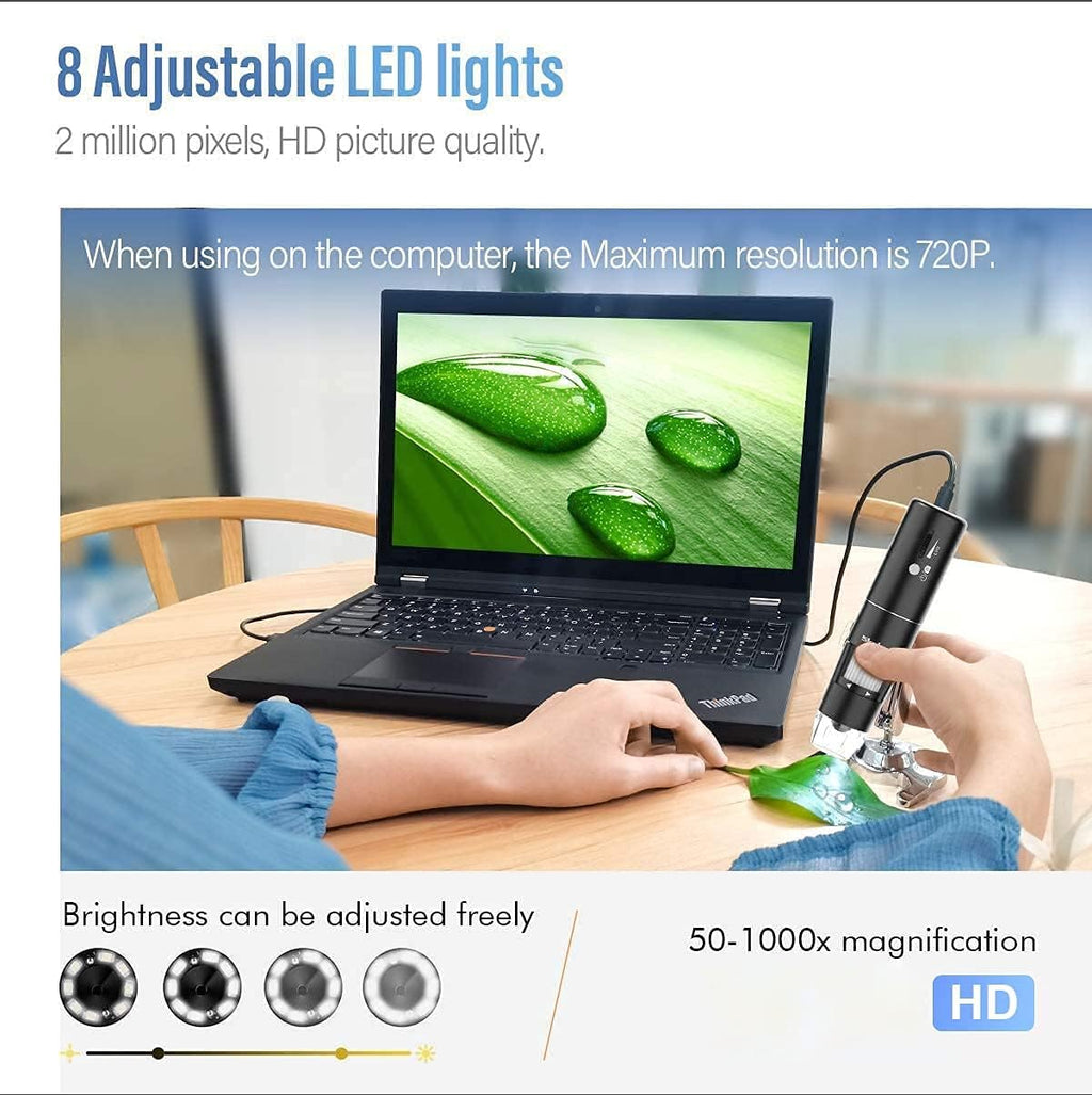Wireless Digital Microscope, Skybasic 50X-1000X Magnification WiFi Portable Handheld Microscopes with Adjustable