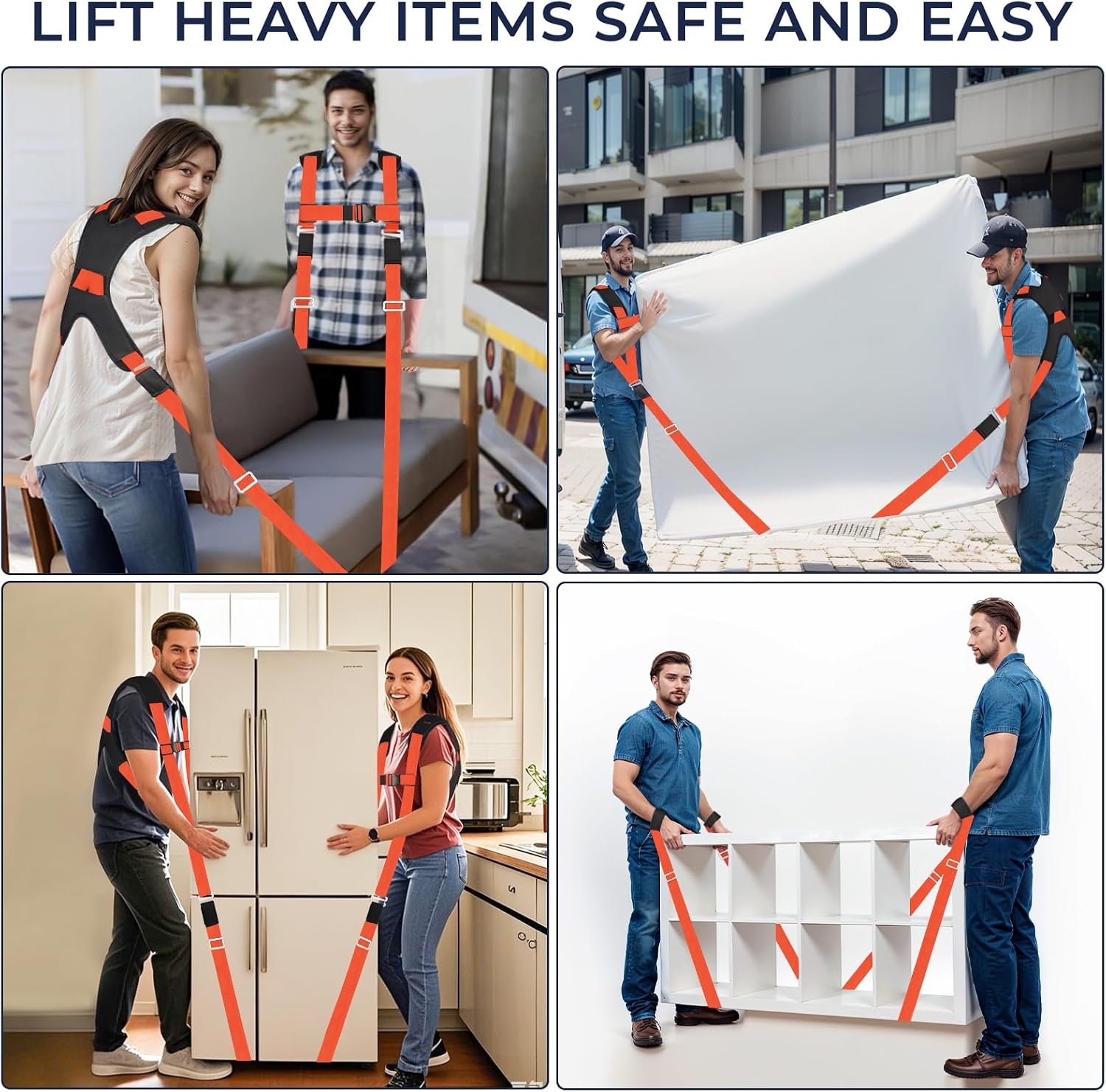 Furniture Moving Straps for Lifting with Back Support, Round Sling | 2-Person Lifting and Moving System, Appliance