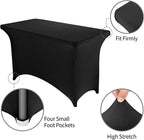 4FT Spandex Table Cover Rectangular Stretch Spandex Tablecloth (Black,4FT)