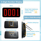 4-Digit Queue Calling System Wireless Take a Number System with LED Number Display and 3 Call Buttons for Restaurant