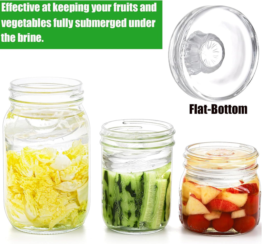 9 Pack Glass Fermentation Weights with Easy Grip Handles, Heavy Glass Fermenting Lids Kit for Wide Mouth Mason Jar
