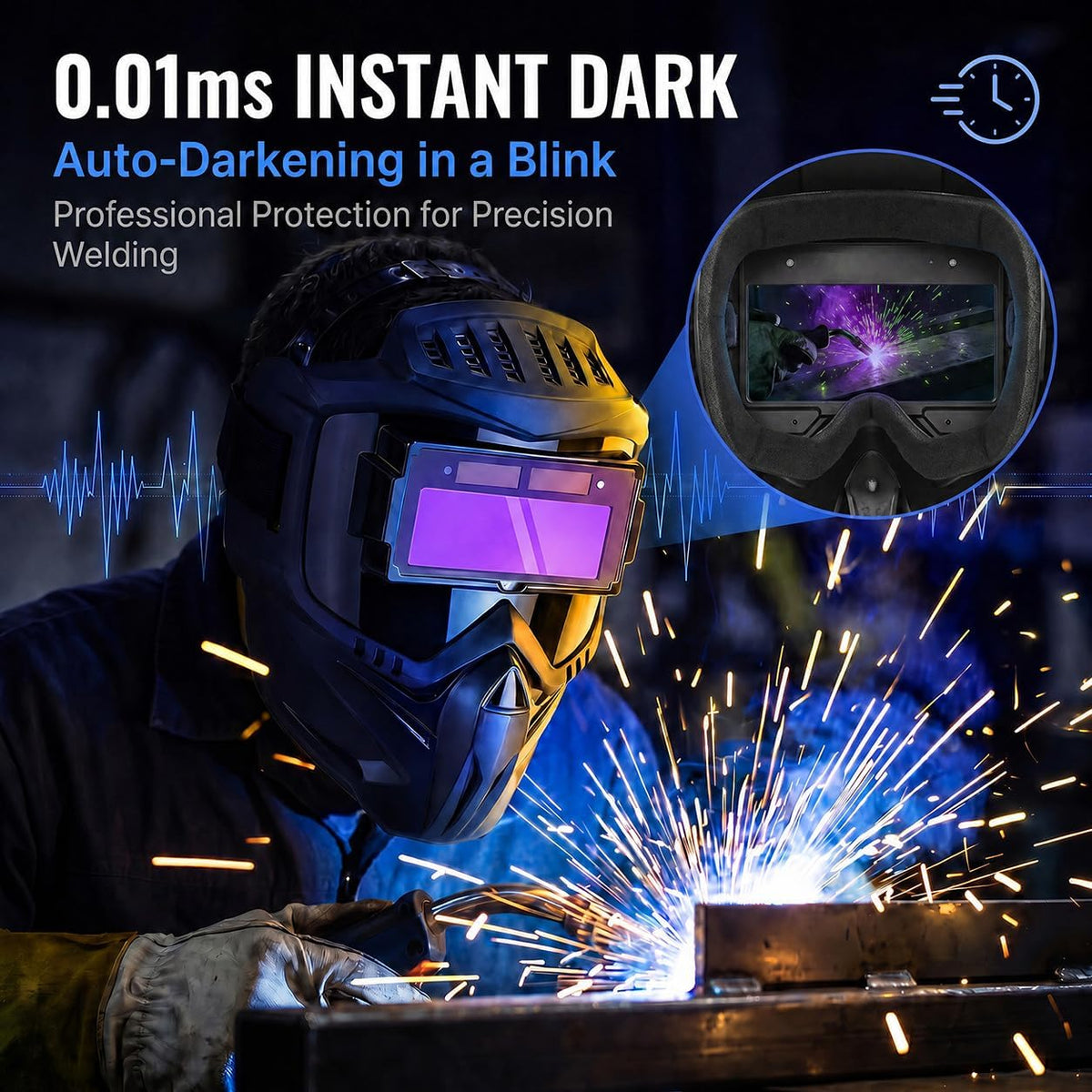 Auto-Darkening Welding Helmet, True Color View UV IR Adjustable Headband | Breathable Vent System for TIG MIG ARC