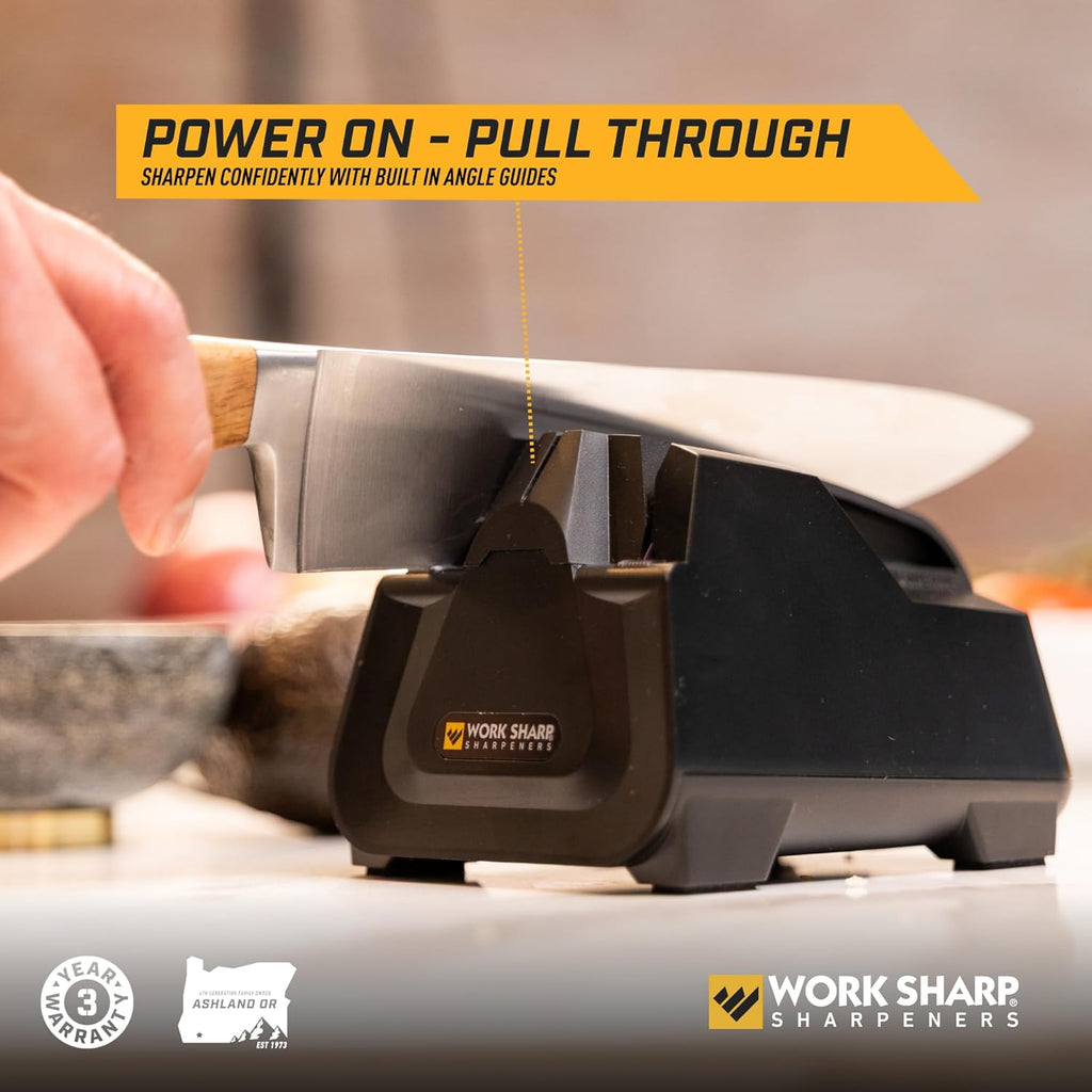 Electric Kitchen Knife Sharpener - Get knives ready for cookouts and BBQ's- Fits in Kitchen Drawer, Sharpens every