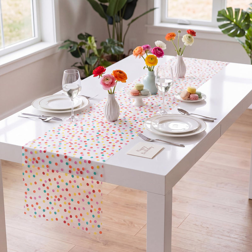Polka Dot Tulle Table Runner 11 Inch x 16.4 Yards, 49.2 FT