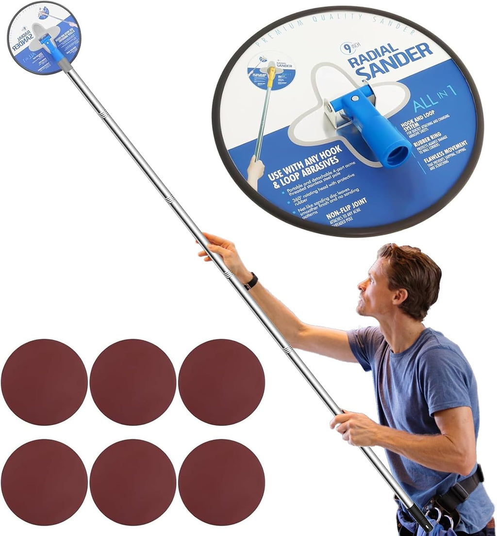 Drywall Pole Sander, Circular Sander with Adjustable Extension Pole, Manual Hand Drywall Sander for Walls and