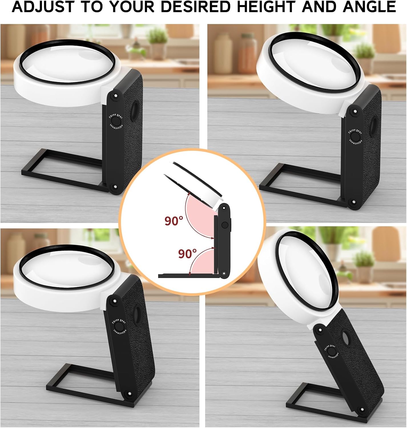 50X Magnifying Glass with Light and Stand, Foldable Handheld Magnifying Glass 18 LED Illuminated Lighted Magnifier