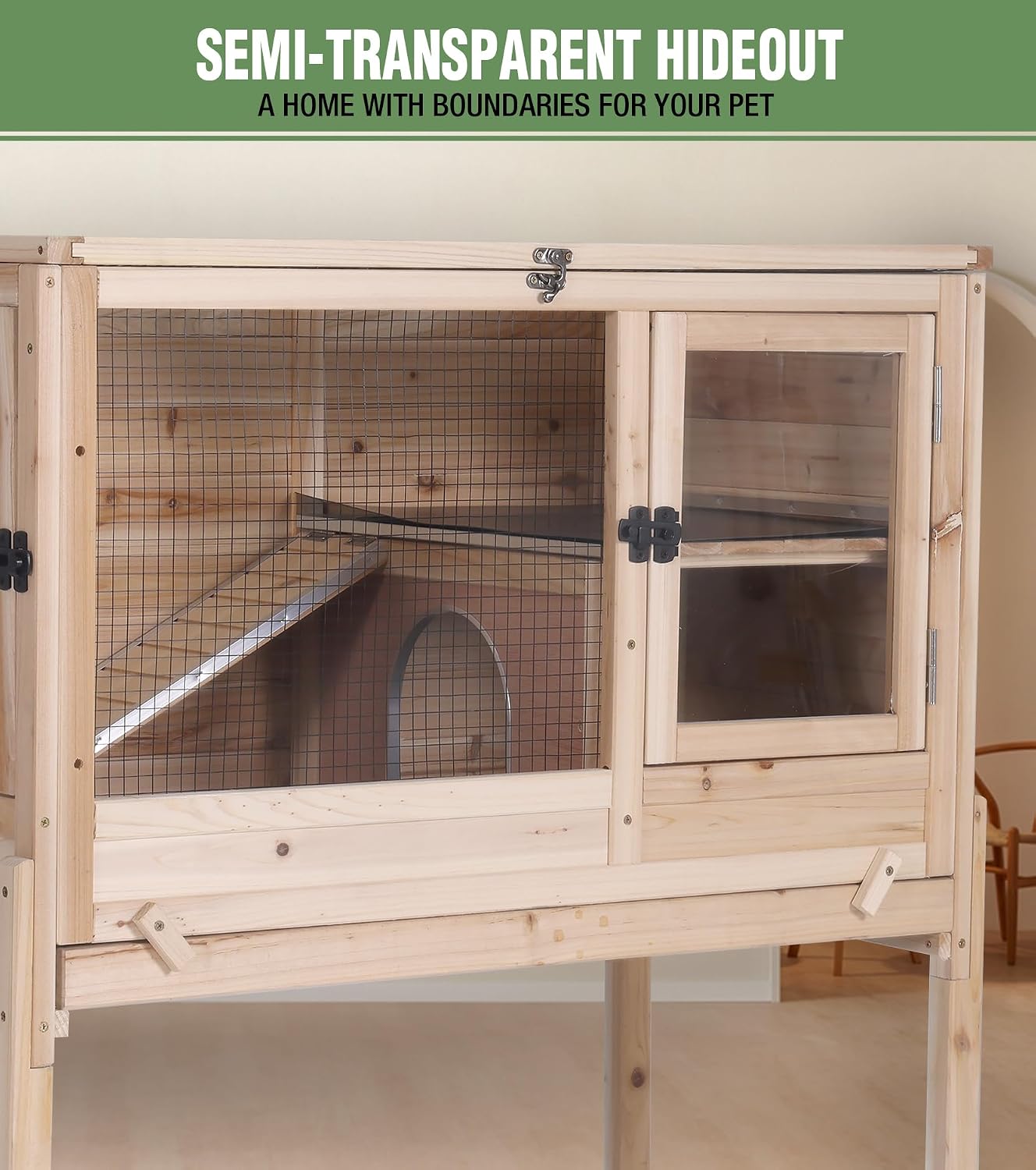 Guinea Pig Cage Indoor with Chew-Proof Edges, Clean Deep Tray | Rabbit cage with leakproof PVC layer, detachable