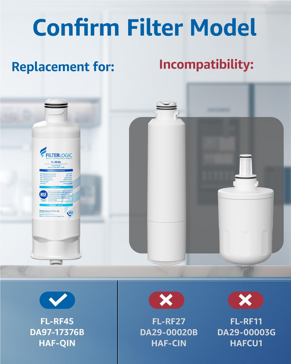 Water Filter, Replacement for Samsung DA97-17376B, 3 Pack