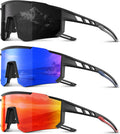 Polarized Sports Sunglasses Men Women for Running Baseball Cycling | 3 Pack Wrap Around Mens Womens Lightweight