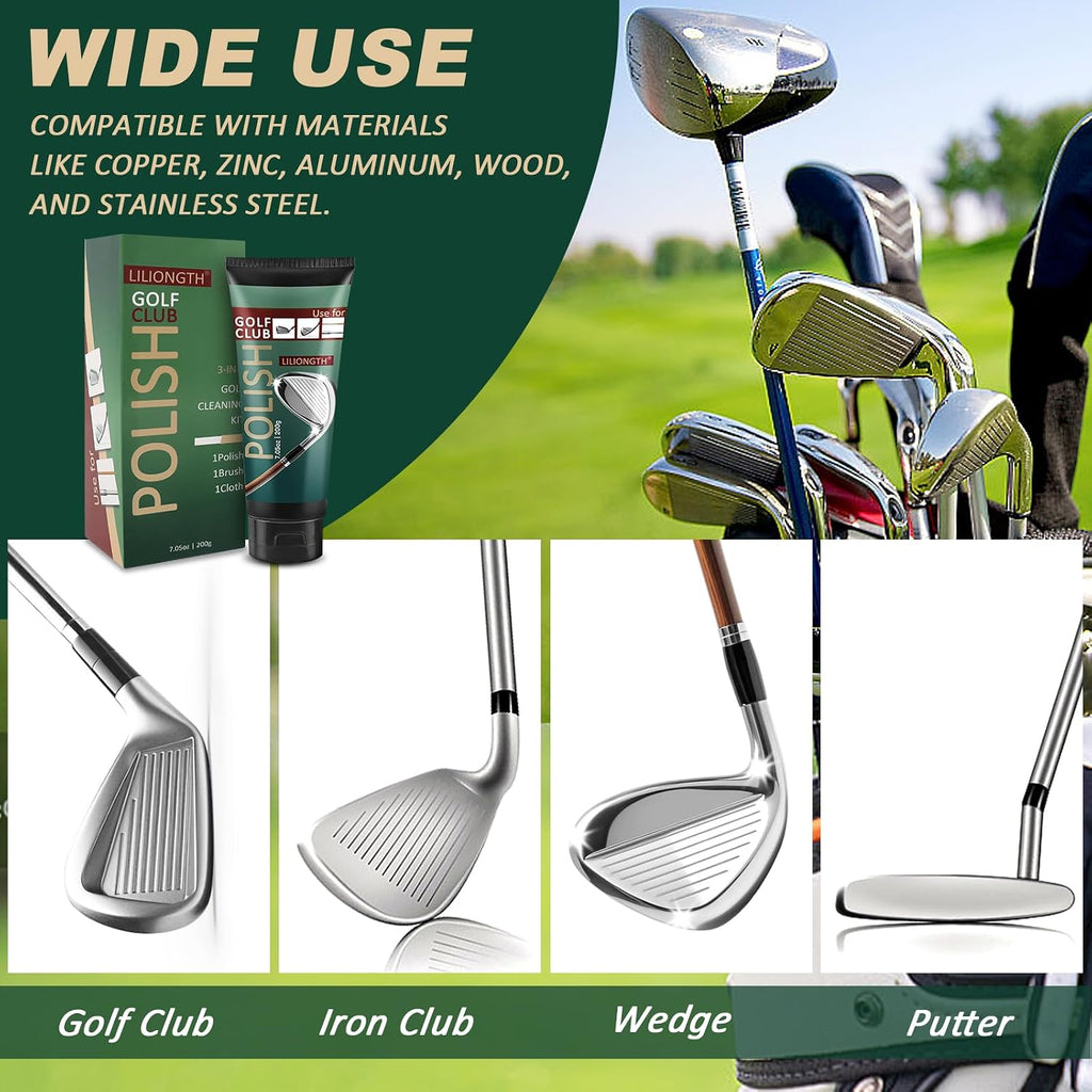 Golf Club Cleaning Kit 3-in-1 with Golf Club Cleaner Brush, Towel and 200g Golf Club Polish - Golf Club Care Kit for