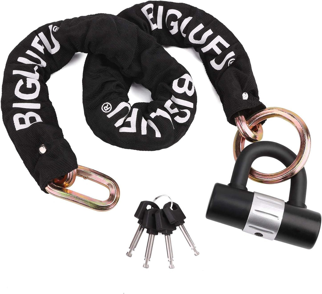 Motorcycle Chain Lock, 3.3FT Heavy Duty Anti Theft Bike Lock Chain | with U Lock 4Keys, 10mm Thickness Hardened Steel
