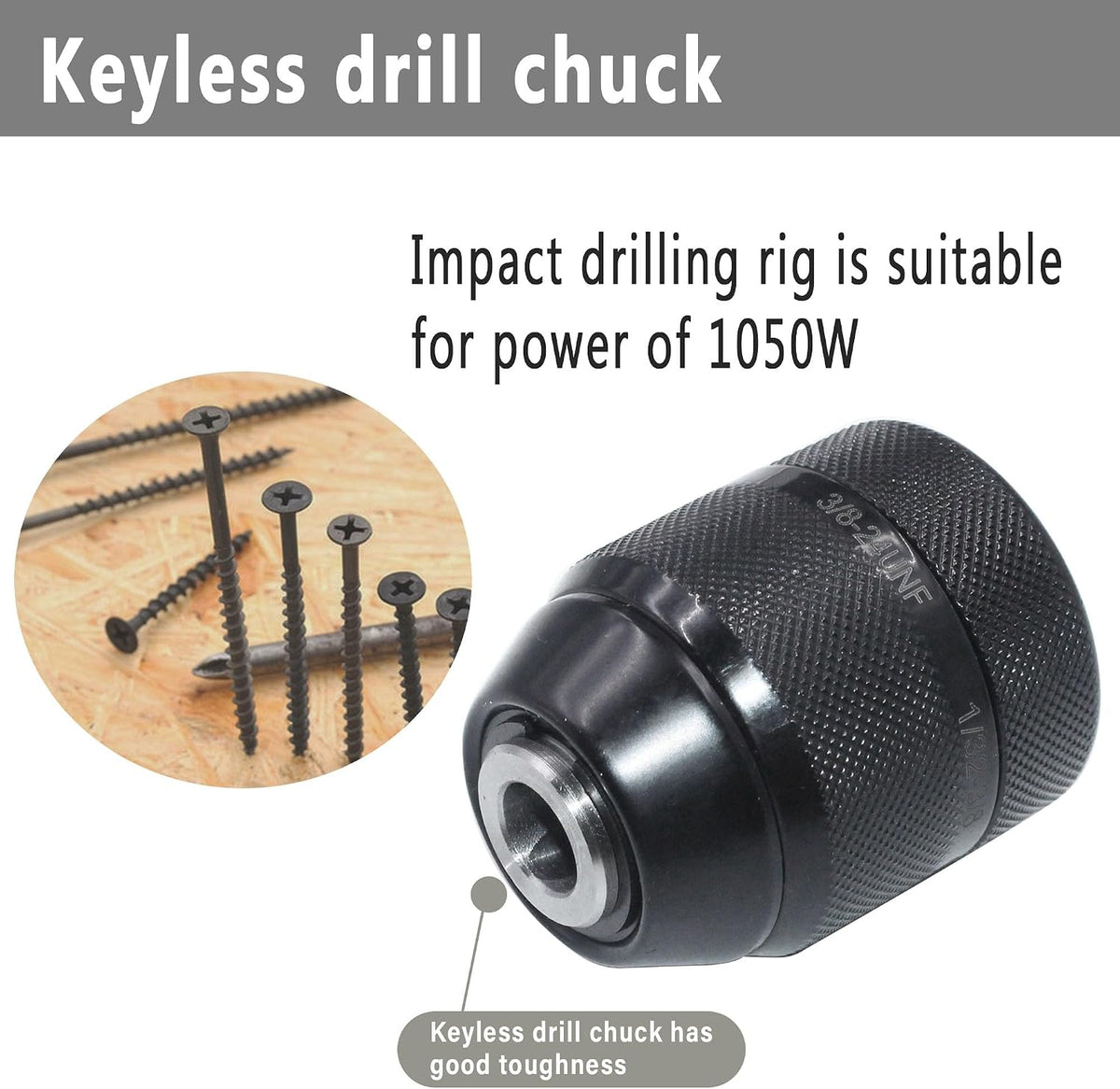 Keyless Drill Chuck Compatible with Milwau-kee, 3/8" Mount 0.8-10mm