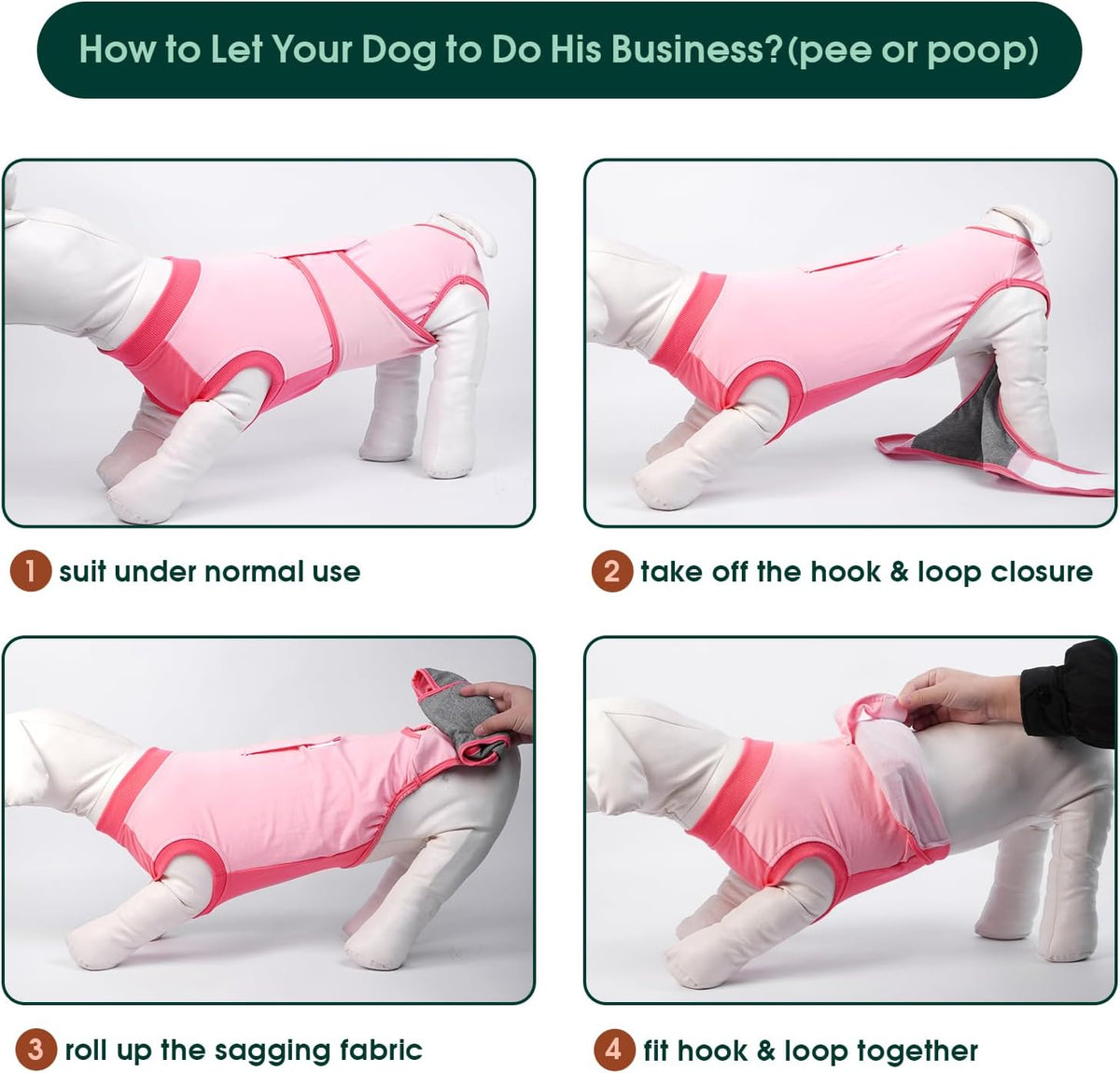 Dog Recovery Suit, Female Male Spay Neuter Surgery Suit, Pink, XS