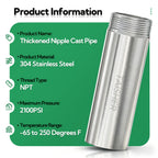 TAISHER 1Pcs Thickened Nipple Cast Pipe 1-1/4" MNPT x 1-1/4" FNPT, 6" (L)