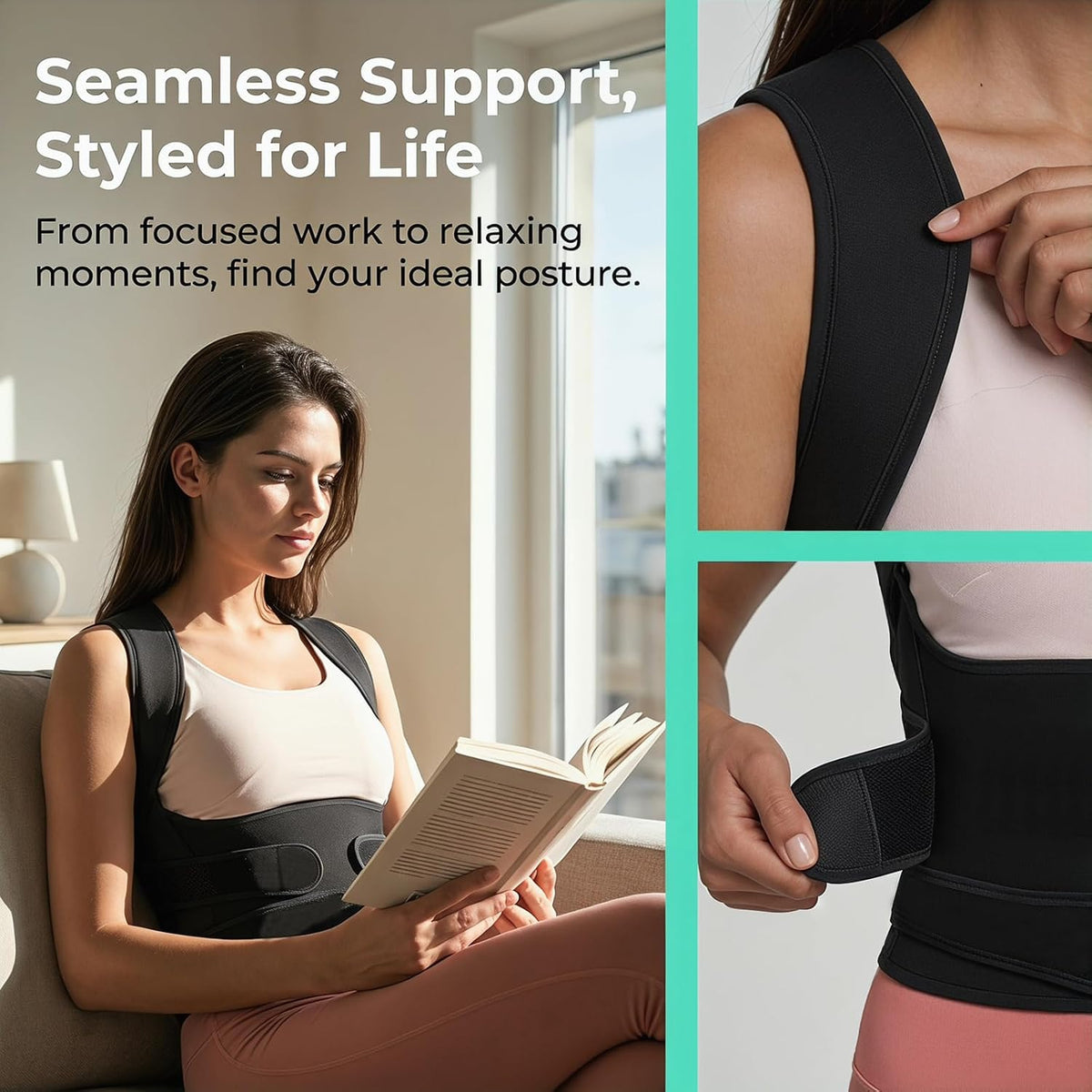 Posture Corrector for Women,2-in-1 Back Brace with Shoulder Support