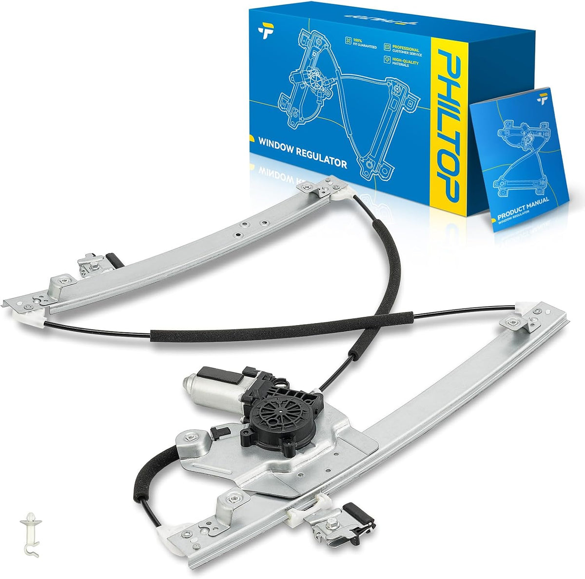 PHILTOP Front Left Power Window Regulator w/Motor for Ford Focus 2000-2007