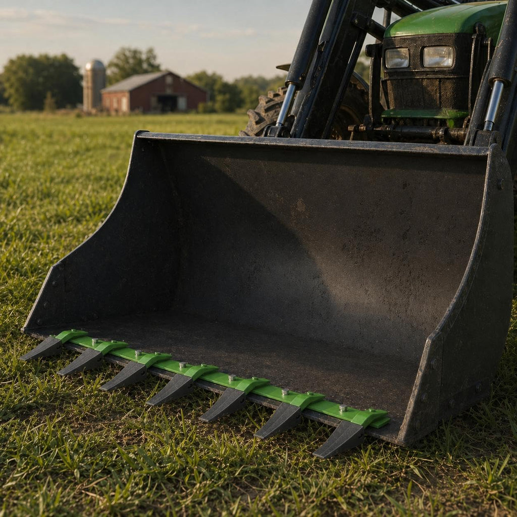 72" Bucket Tooth Bar, Heavy Duty Steel Fits 1/2" Cutting Edge, 6 Teeth Bolt-on Attachment for Compact Tractor & Skid