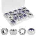 15PCS M10 Locknuts M10x1.5mm Nylon Insert Hex Lock Nuts