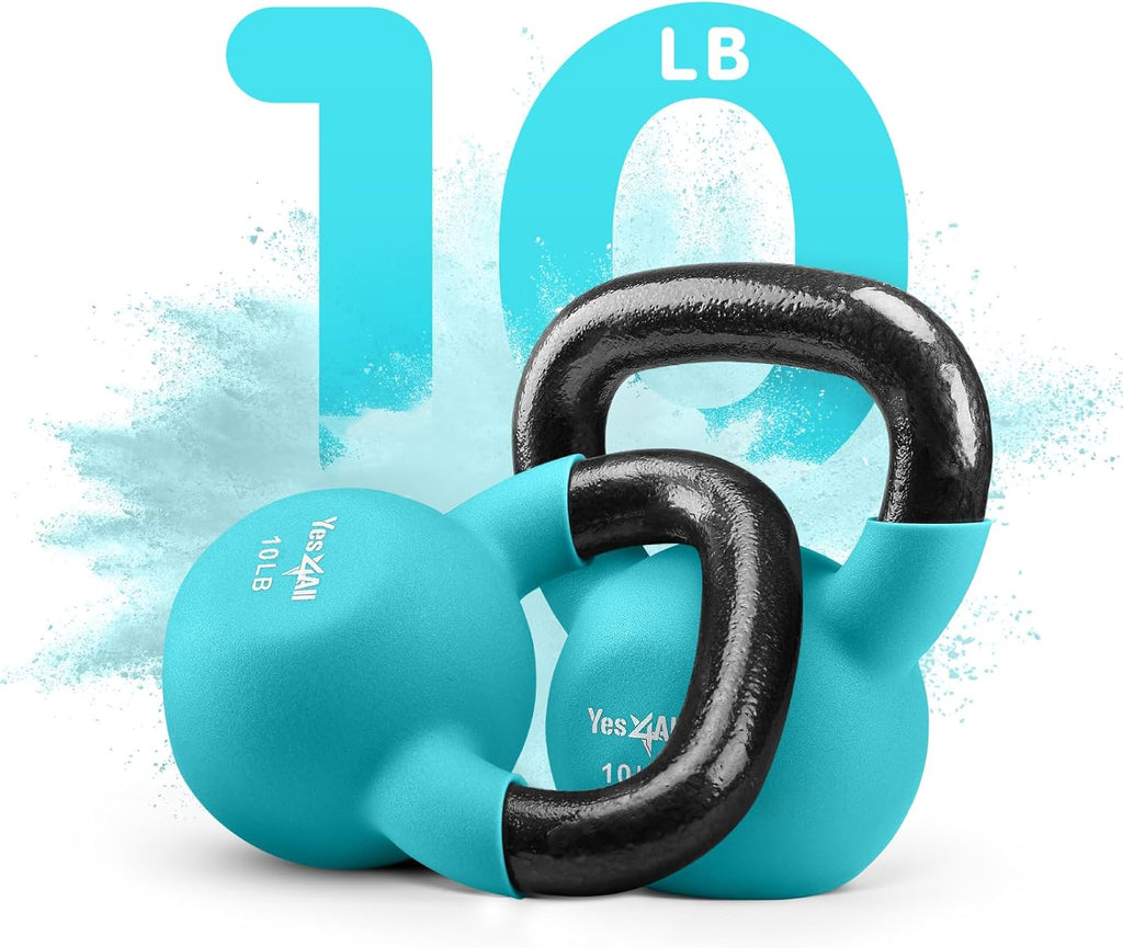 Kettlebell, 5-65 LB Neoprene Coated Cast Iron Kettlebells, Wide Grip Handle & Flat Bottom for Swings, Squats