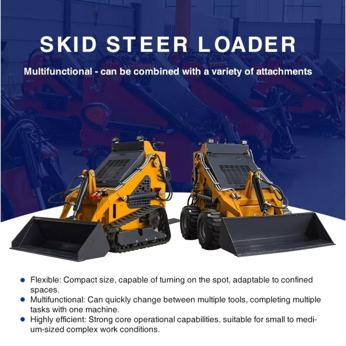 Versatile Mini Skid Steer Loader with Hydraulic Drive Electric Mini Skid Steer Compact Track Loader with