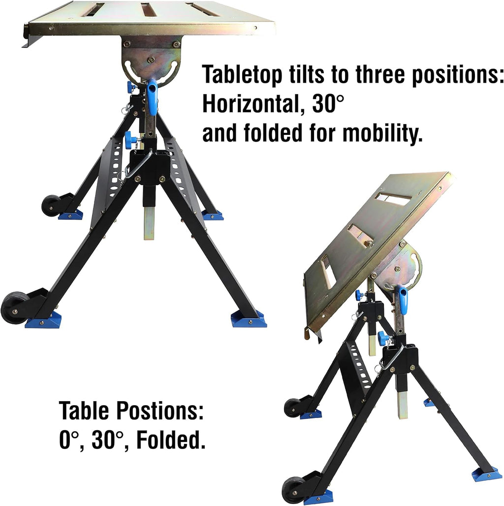 Adjustable Welding Table with Wheels Portable Steel Stand Workbench 30 in. x 20 in.