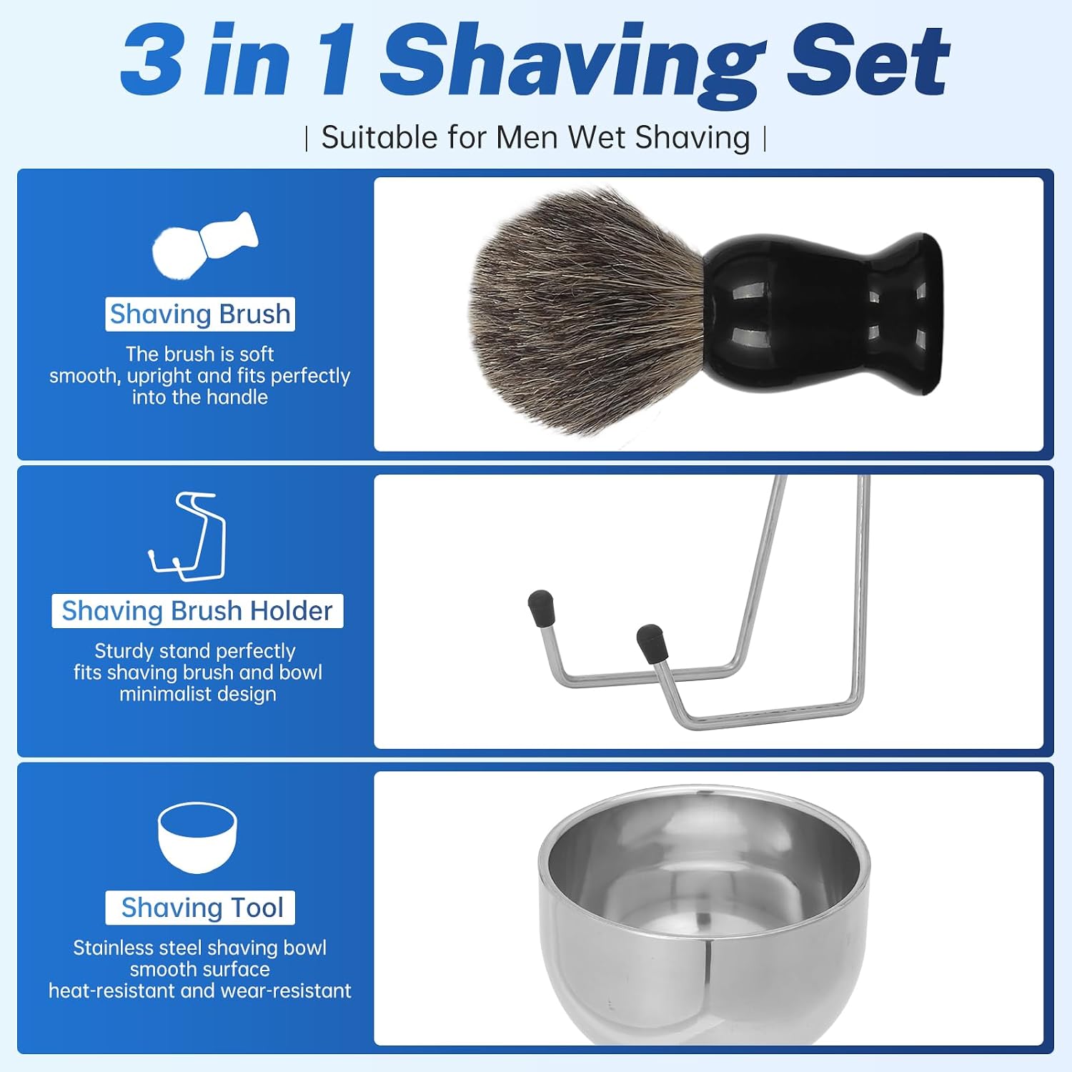 Pure Badger Hair Shaving Brush and Bowl | Premium Shaving Brushes for Men, Exfoliating Wet Shave Gift for Father's Day
