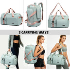 Gym Duffle Backpack 42L Travel Bag with Shoe Pocket, Check Apricot