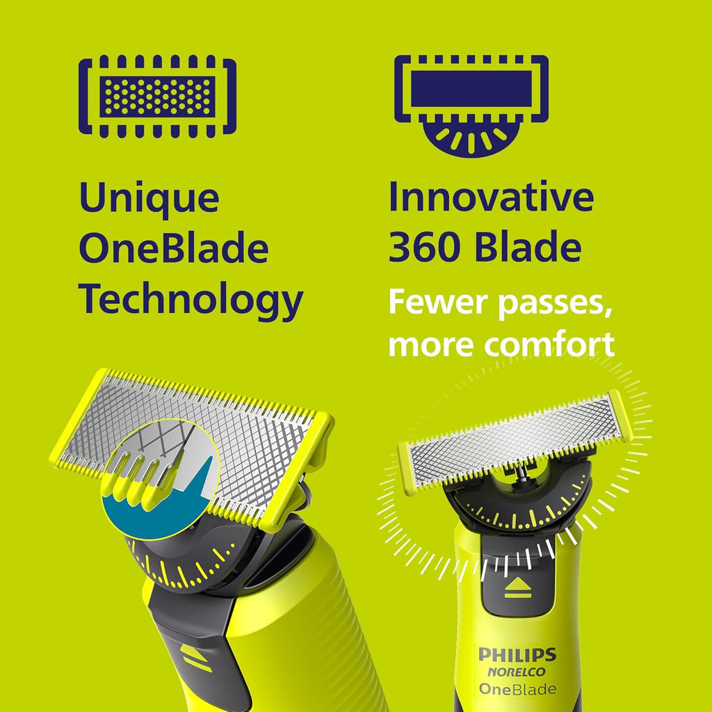 Philips Norelco OneBlade 360 with Connectivity Hybrid Face + Body, Electric Beard Trimmer, Shaver and Body Groomer