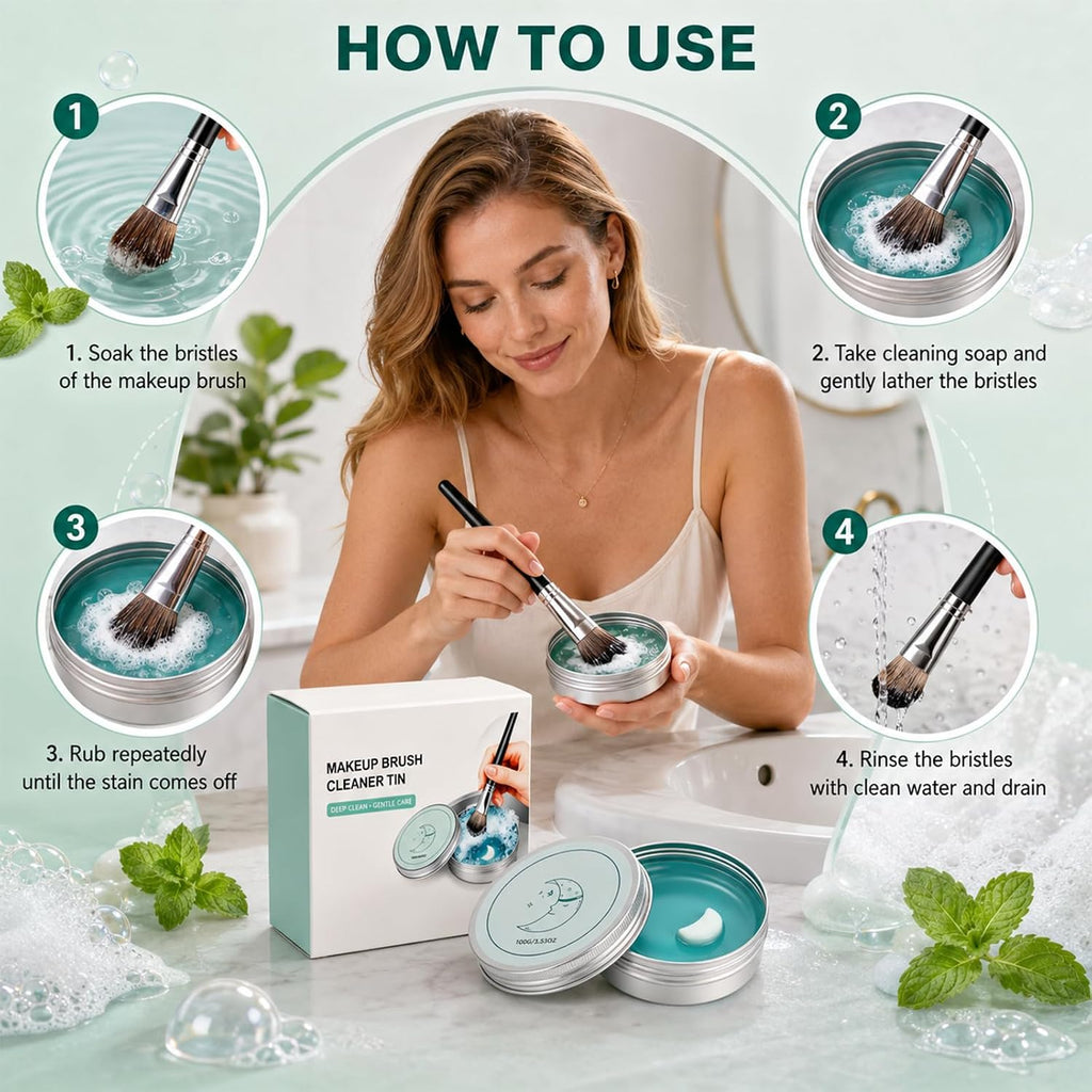 Moon‑Shaped Makeup Brush Cleaning Solid Soap, Efficient Removes Makeup Residues, Gentle Cleanser for Makeup Brushes