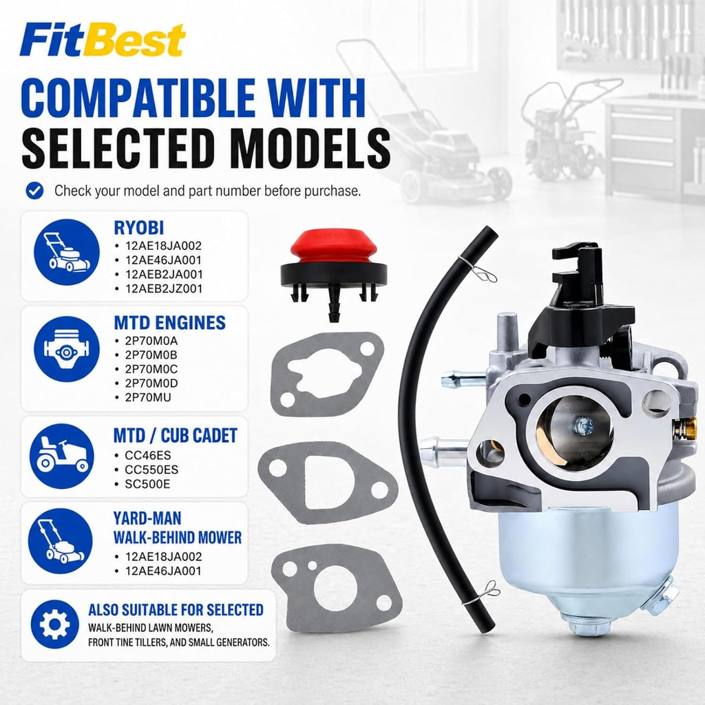 FitBest 951-10881 Carburetor Kit Compatible with MTD 2P70MU Lawn Mower