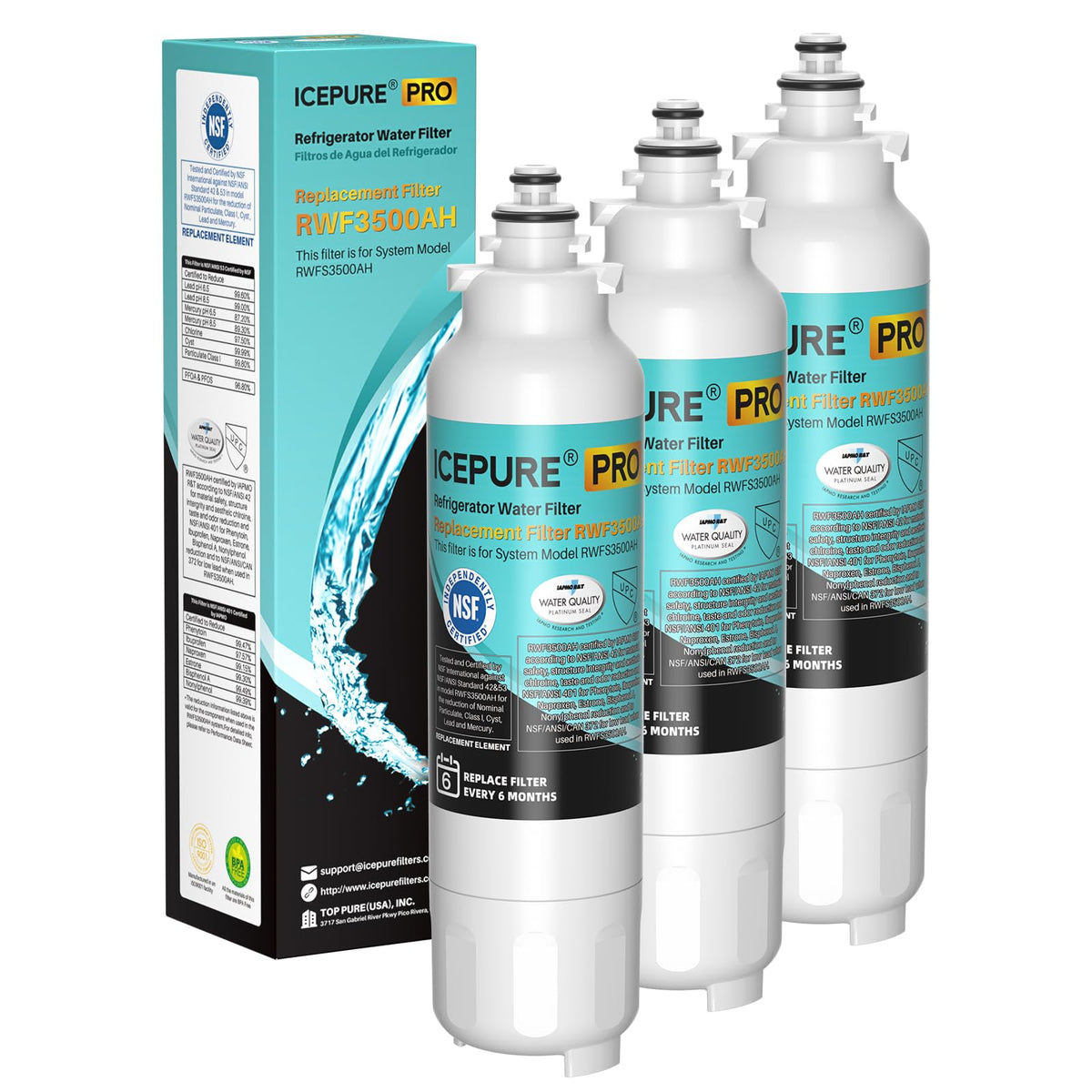 PRO ADQ73613401 NSF401&53&42 Certified Water Filter,3 PACK