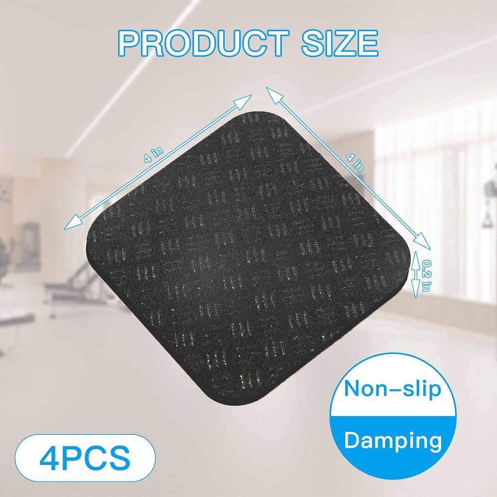 Non-Slip Treadmill Mat Pads, 4x4 Inch High Density Silicone Exercise Equipment Mat - Double-Sided Anti Vibration Pad