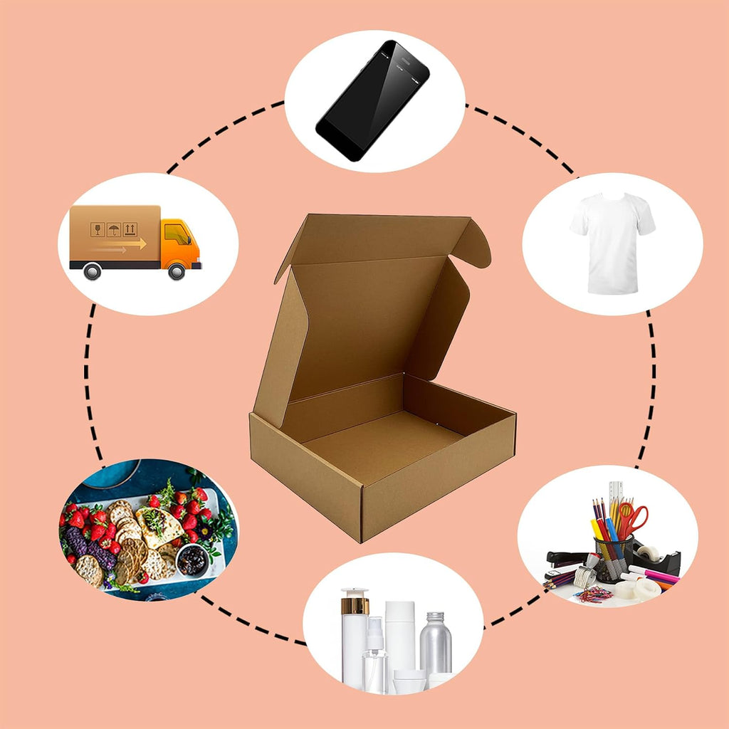 13x10x3 inches Shipping Boxes Set of 20, Brown Corrugated Cardboard Mailers