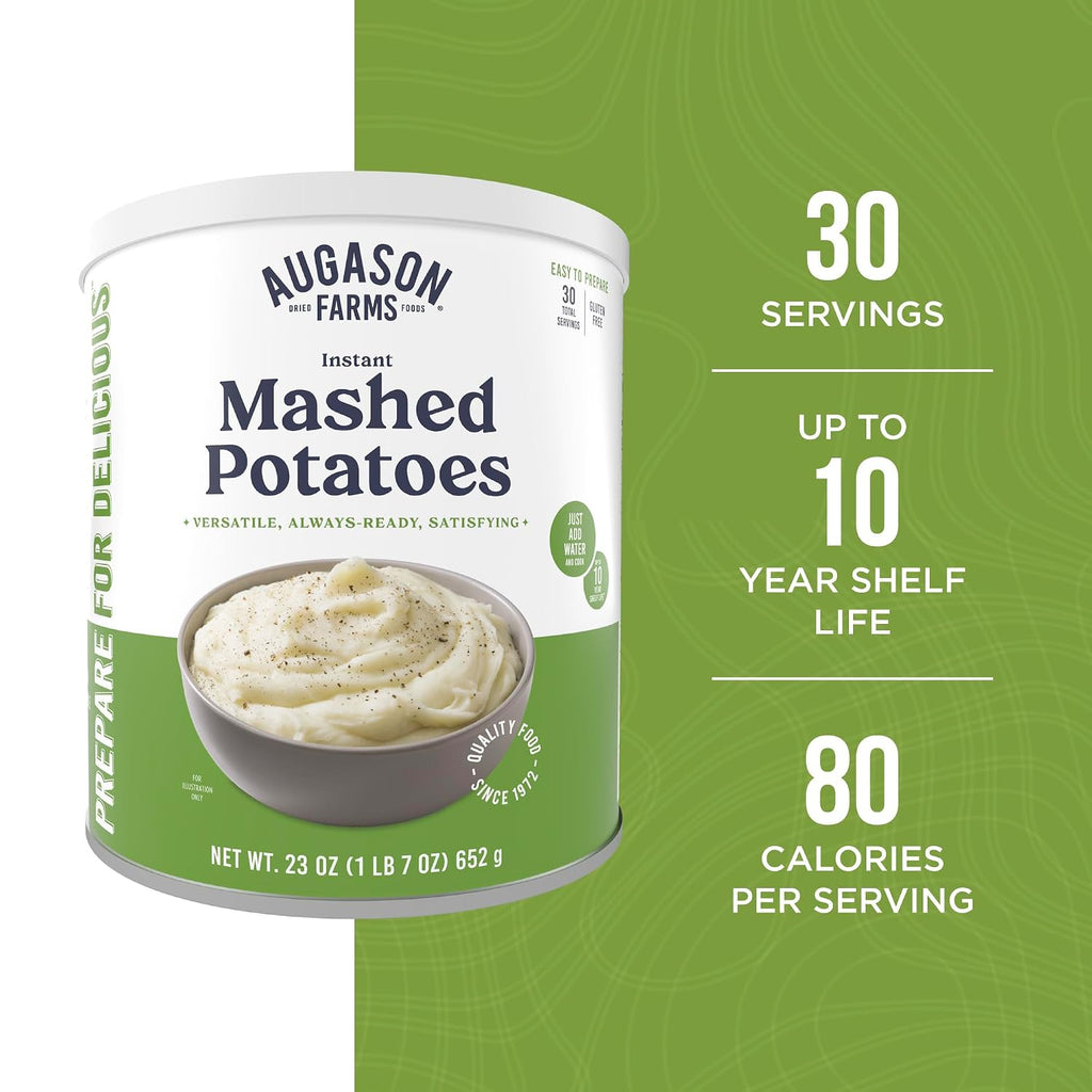 Instant Mashed Potatoes Can | Emergency Food Supply, 30 Servings, 10 Year Shelf Life, Certified Gluten Free Mashed