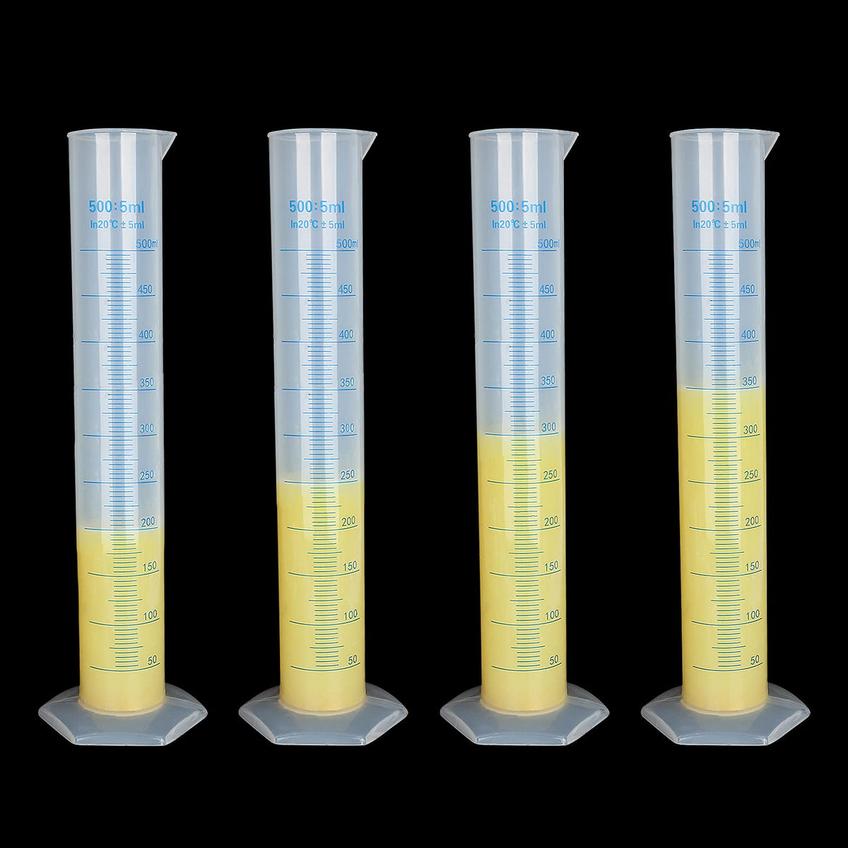 HNBun 4 Pack 500 ML Plastic Graduated Cylinders with Pour Spout