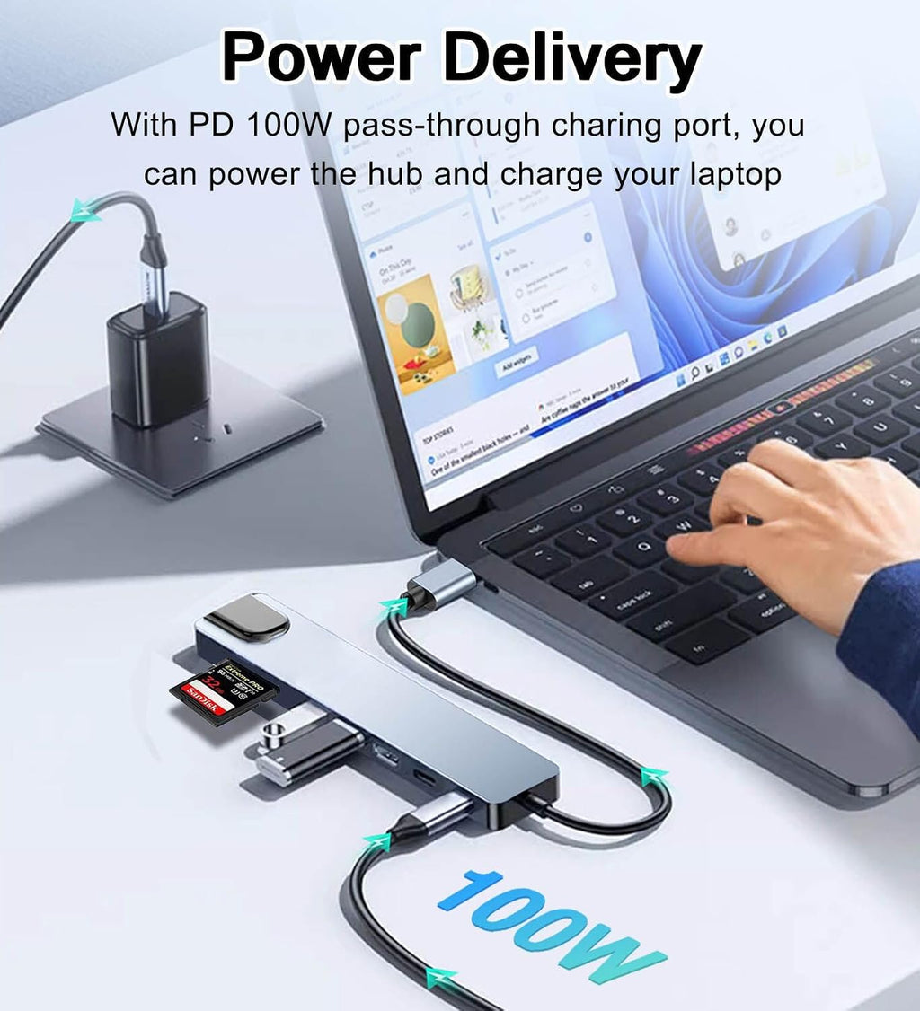 USB C Hub Ethernet HDMI Adapter, 8 in 1 Laptop Docking Station with 4K HDMI, RJ45 Ethernet 100Mbps, SD/TF Card