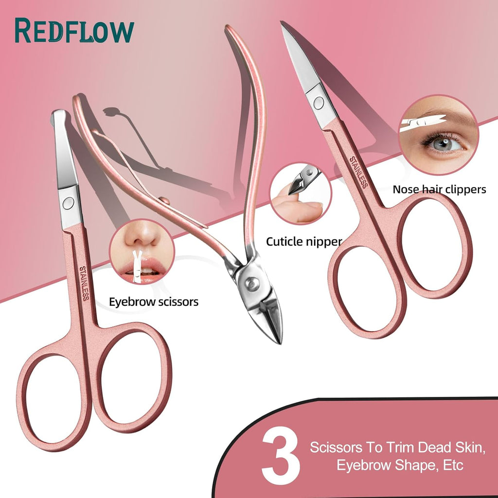 Manicure Set 30 in 1 Nail Clipper set, REDFLOW nail clippers, fingernail & toenail clippers, Manicure Tools, pedicure